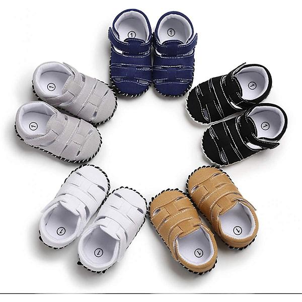 Baby drenge piger sommer sandaler blød sål lærred lukket tå småbørn spædbarn udendørs gåsko d white 0-6 months infant