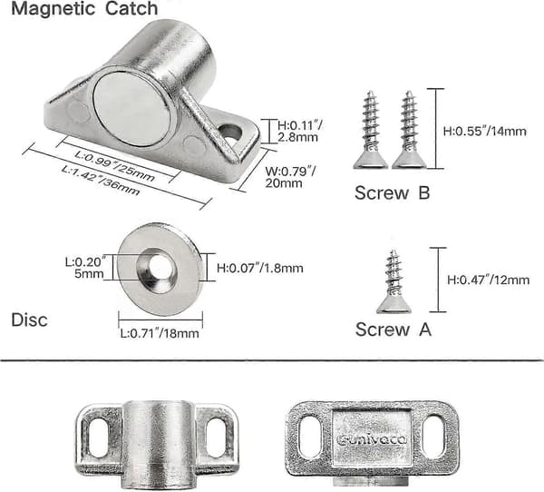 Ovimagneetit Magneettilukko, 4 kpl silver