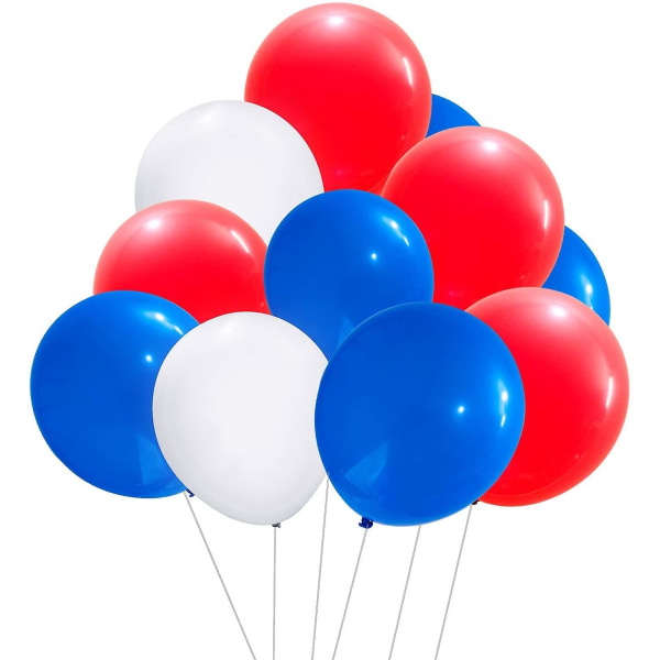 30 st, 12 tums latexballonger Röd Vit Blå Ballonger för fest