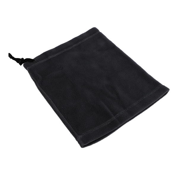Svart unisex termisk halsvärmare med justerbar dragsko - Fleece ansiktsmask halsduk för vinterskidåkning
