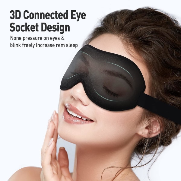Uppgraderad sovmask, perfekt sovmask för sidoslipare, 3d ultramjuka hudvänliga ögonmasker för sovande kvinnor Män Barn