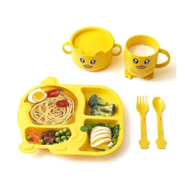 5-delers servise for barn Settoddler tallerkener og skåler Sett miljøbestikk for barn