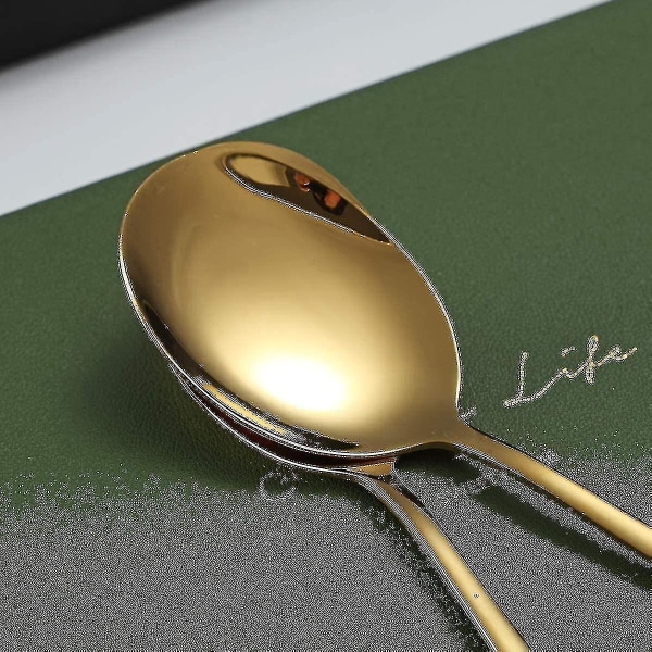 Guld serveringsskeer 4 stk., Inkluder 2 serveringsskeer 2 hulskeer