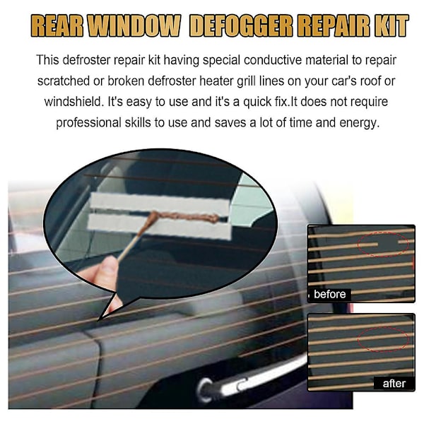 DIY Bil Bakrute Defogger Reparasjonssett Riper Ødelagt Defroster Varmeapparat Rutenett