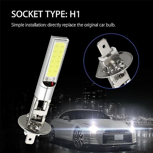 1 kpl H1 Led -ajovalopolttimo Automaattiset polttimot 10smd 6000lm 100w 6000k Xenon Super Bright