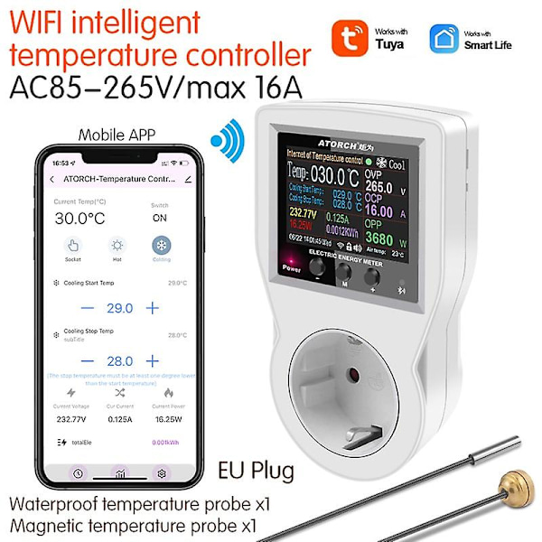 Corui Tuya Wifi Digital Termostat Stikkontakt Inkubator Temperaturregulator