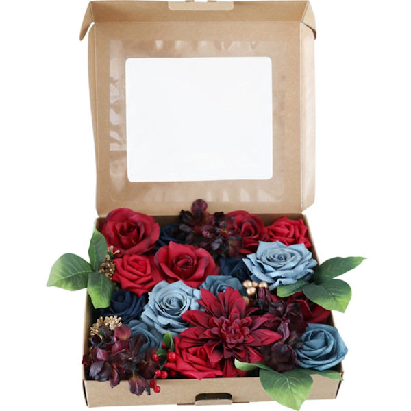Konstgjorda blommor kombination låda set för DIY bröllopsbuketter boutonnières mittpunkter girlanger båge blomsterarrangemang