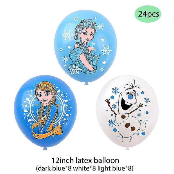 Frosne prinsesse-tema Barn Jenter Gratulerer med dagen Festrekvisitasett Bannerballonger Kake Cupcake Toppers Dekorsettsett
