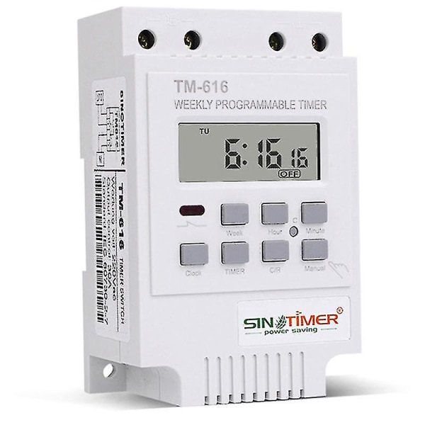 Tm616w-2 30a 220v Elektronisk Ugentligt Programmerbar Digital Time Switch Relæ Timer Kontrol Timer Din