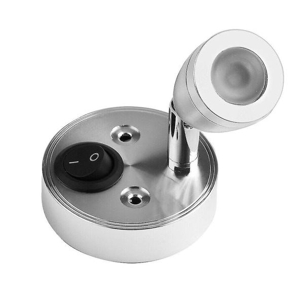 Hvid LED Spot Light Knap Switch Autocamper Læselamper Camper (sølv) (1 stk)