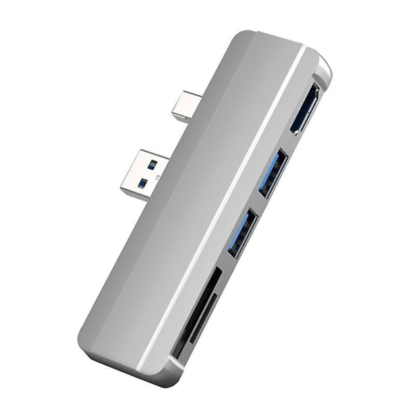 För Surface Pro 6 5 4 Hub 5 i 1 USB dockningsstation med -kompatibla 2 portar USB 3.0 minneskort S