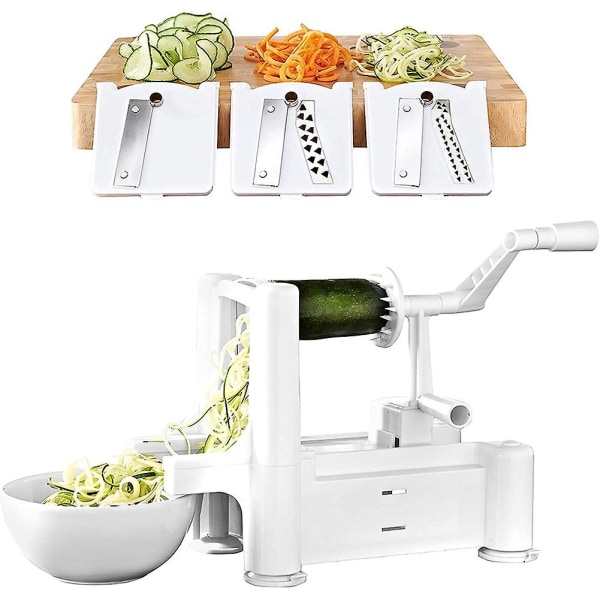 Grøntsagsspiralizer, spiralskærer, skærehakker, roterende oste rivejern til køkken Zucchini nudler