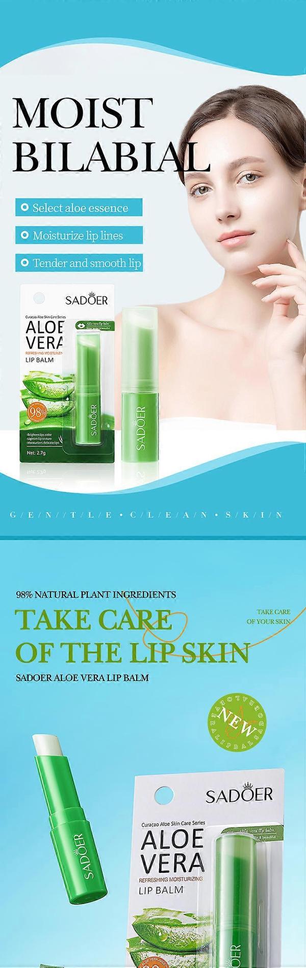 SADOER Aloe Vera Återfuktande Läppbalsam (Utländsk version, Ny) 2.7g