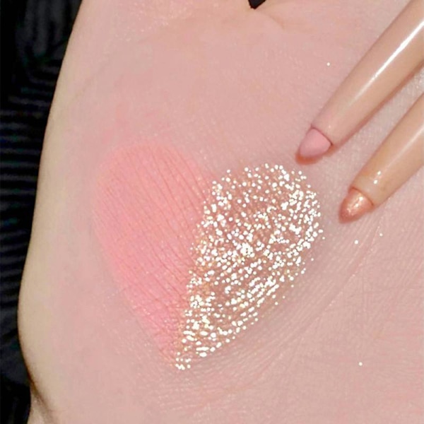 2-i-1 Matt Highlighter & Silkworm Pen Rekommenderad Skugga Dubbelhuvud Hög Glans Eyeliner