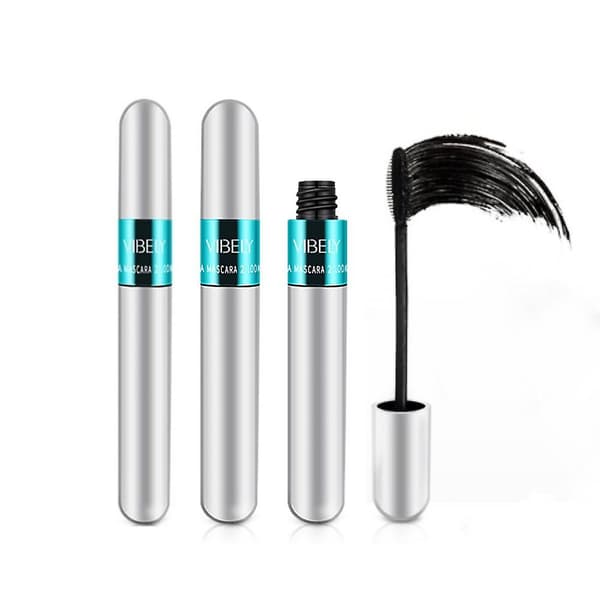 2 stk. 4D Tyk Lang Vandfast Silkefiber Mascara Makeup Kosmetik Sølv Rør