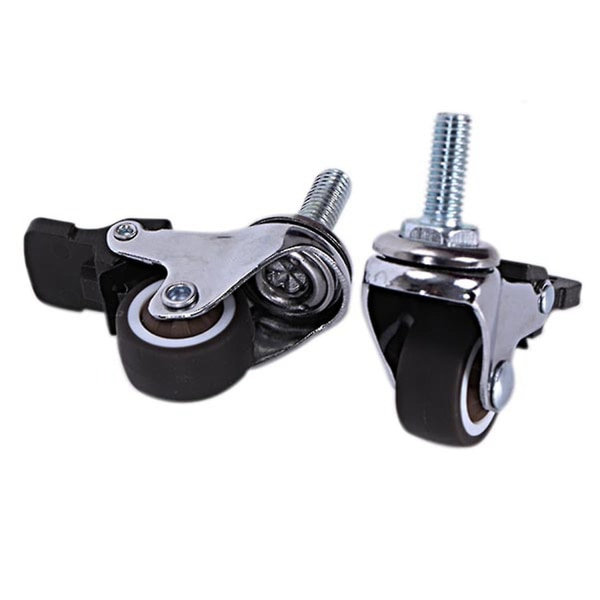 Mini hjul 1 tommer M8x15mm Tpesilent hjul med brems Universal møbelhjul --4 pakket