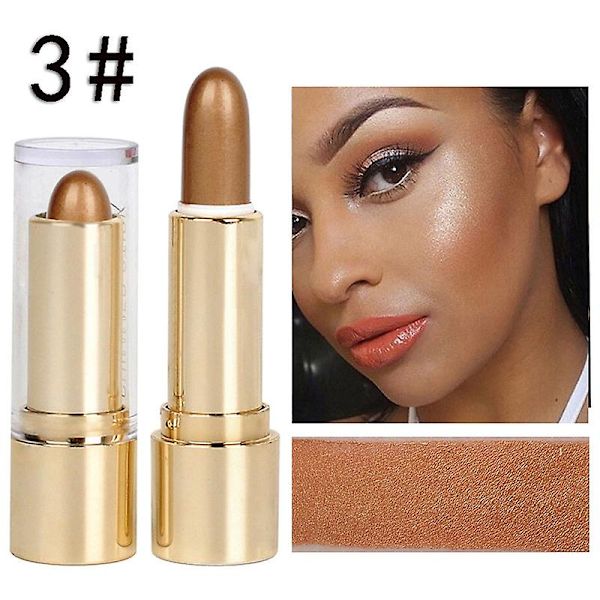 3 Färger 3D Ansiktsuppljusande Highlighter Bar Kosmetisk Ansiktskontur Bronzer Shimmer Highlighter