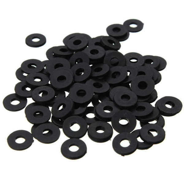 M5 X 10mm X 1mm Sorte Nylon Flade Skiver Tætninger Afstandsstykker 100stk