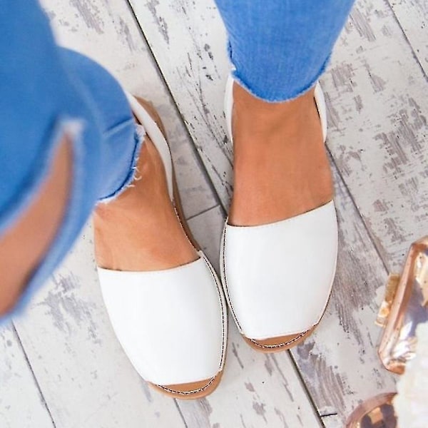 Naisten Menorcan Peep Toe -sandaalit Kesäranta Pumput Flat white eu 42