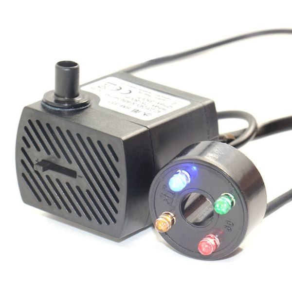 Valaistu suihkulähdepumppu Suihkulähdepumppu, jossa 3x valkoinen LED-rengasvalaistus LED-suihkulähdepumppu Sp3 1500l/h.