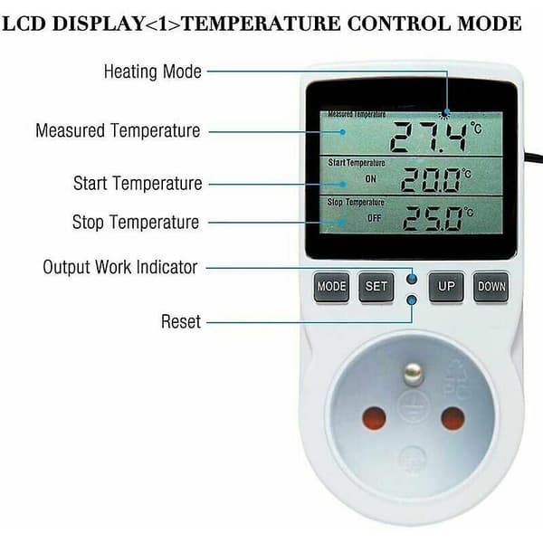 Kompatibel med Termostat Stikkontakt, Digital Timer Stikkontakt, Programmerbar Digital Stikkontakt med Sonde, Programmerbar Digital Timer, Termostat Stikkontakt Ch