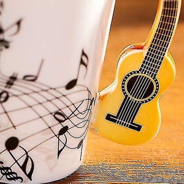 8,5 oz Creative Music Krus Fiolin Style Gitar Keramisk Krus Kaffe Te Melke Stavkopper Med håndtak Kaffekrus Nyhetsgaver (tregitar)