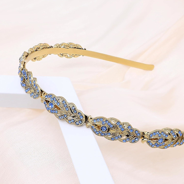 Rhinestone Crystal Bröllopspannaband, Brudhuvudbonader, Enkel Design Bröllopspannaband, Håraccessoarer För Kvinnor Flickor blue