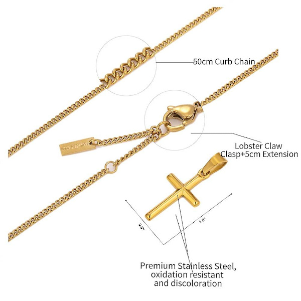 Udenlandsk handel Hip-hop smykker Simple Short Cross Pendant Cross-border E-commerce forsyning med rustfrit stålkæde (guld)