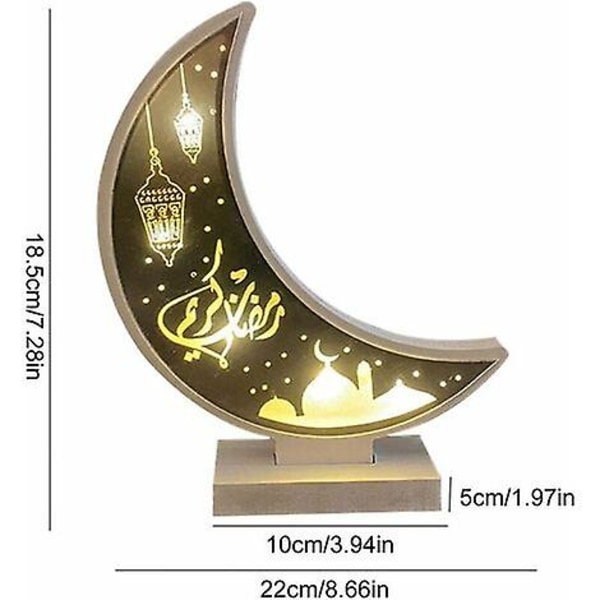 Ramadan Eid Mubarakin puiset koristeet kuun muotoinen led-yövalo muslimi Ramadan pöytävalaisin askartelutyöpöydän koristelu festivaalin kotibileisiin