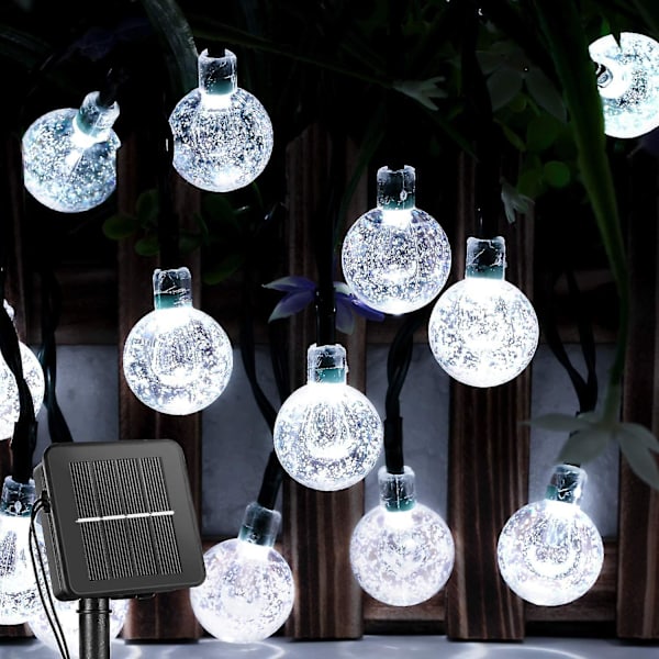 Solcelledrivne lysslynger utendørs 50 LED 32 fot krystallkulelys