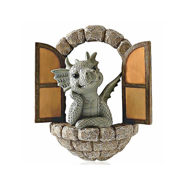 Courtyard Dragon Skulptur Väggdekoration, härlig Resin Garden Dragon Staty