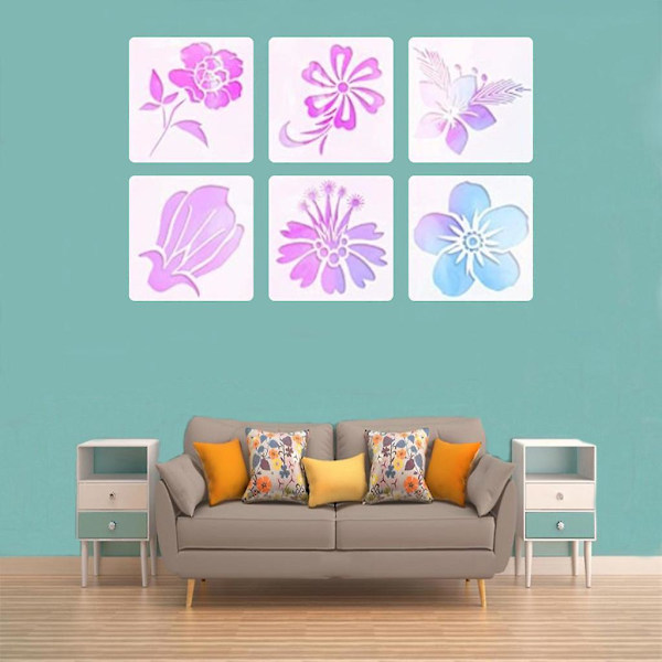 15 kpl luovia kukkamaalauksia varten Stencilit Uudelleenkäytettävä DIY Graffiti DIY-askarteluun