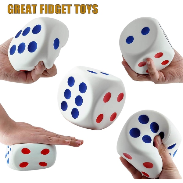8 cm terninger stressball, skum terninger Squishies leker for barn, 6-sidig skum terninger Falske terninger Angst lindre terninger for stressavlastning