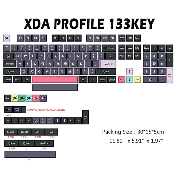 133-tasters Dye Sublimation PBT-taster Xda-profil for Mx-brytere