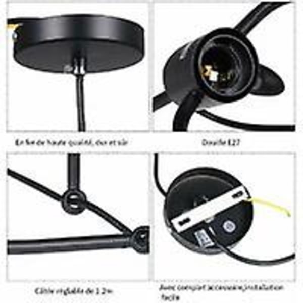 Vedhængslampe, Lysekrone Vedhængslampe Armatur E27 Jernlampe Kreativ Tegneserie Design Moderne Lysekrone Vedhæng Til Børneværelse (sort, 1stk)