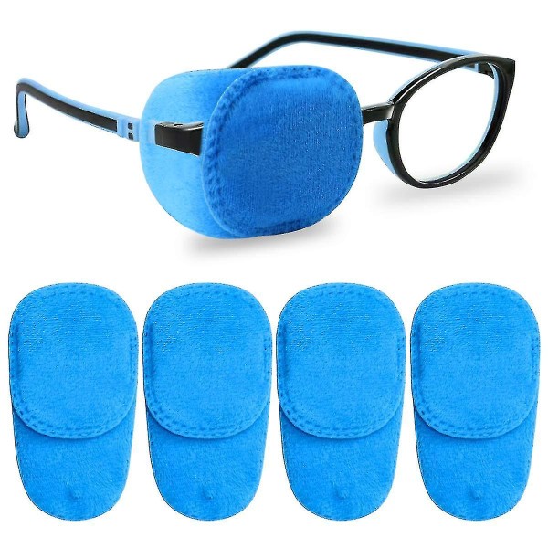 Øjenplaster til børn piger drenge, højre og venstre øjenplaster til briller blå 4 stk.