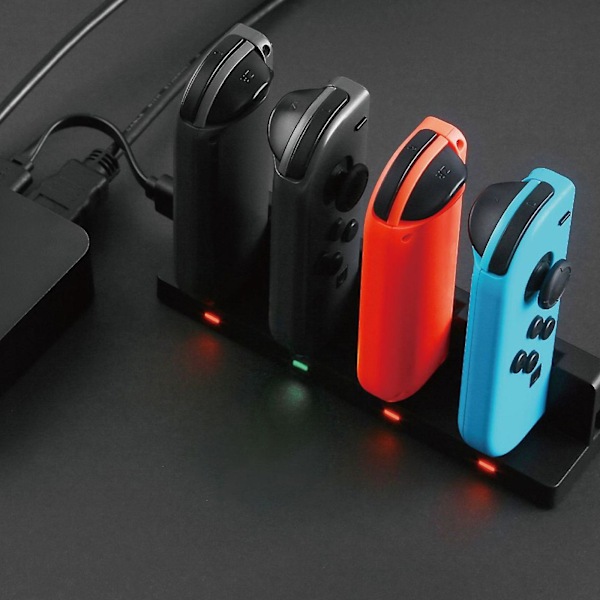 4-i-1 laddningsdocka för Switch Joy Con-kontroller med LED-indikator