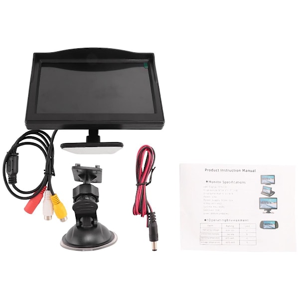 5 tommer 800X480 TFT LCD HD skærmmonitor med dobbelt monteringsbeslag til bilbackupkamera/bagudsigt