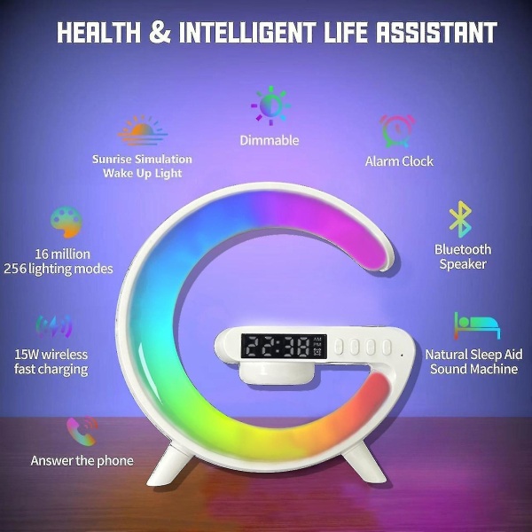 Bluetooth-højttalere Trådløs oplader Atmosfærelampe, bluetooth-højttaler Musikur Alarmtast og appkontrol