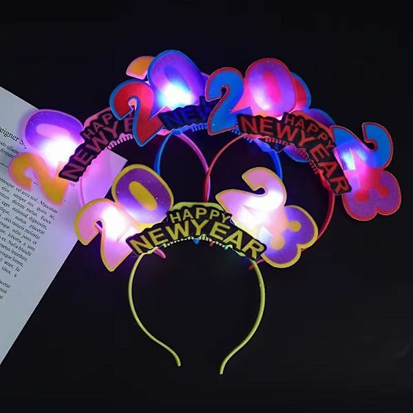 2023 Led Uudenvuoden pääpanta LED-valokruunu Tiara Luminous Headpiece vuodelle 2023 2023pvc english