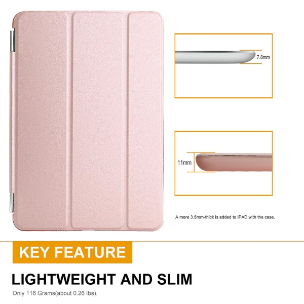 Smart Cover Veske Pu Magnetisk Tynn Protector For Ipad Mini 1 2 3 Rose Gold