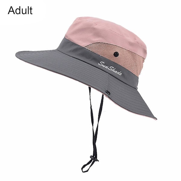 Vandringshatt Hästsvans Fiskarstil Andningsbar Bergsmössa För Föräldrar UV-skydd Sommar Dam Utomhus Solskärm pink 56-58cm