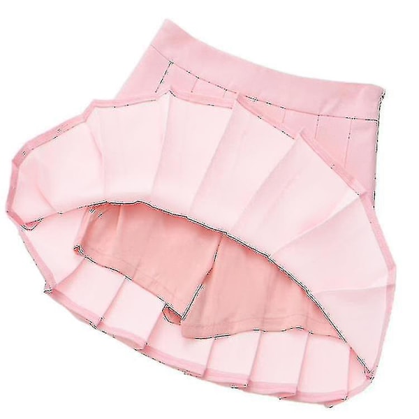 Tyttöjen korkeavyötäröinen laskostettu vetoketjullinen tennistyylinen luisteluhame (lapsille) pink 110cm  3-4 years