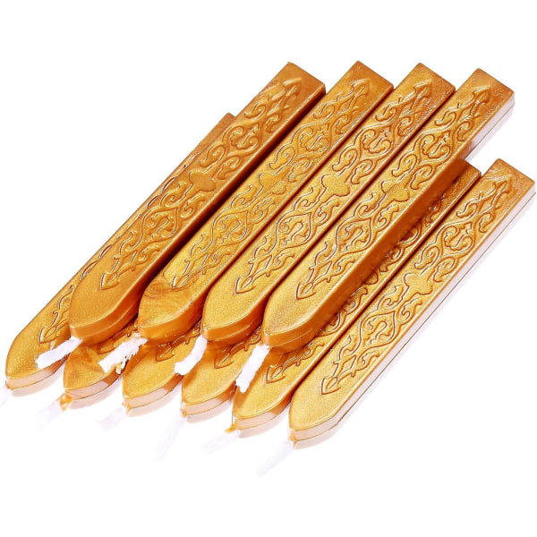 12 stykker forseglingsvokspinner med veker Antik brannmanuskript forseglingsvoks for voksforseglingsstempel (gullfarge)