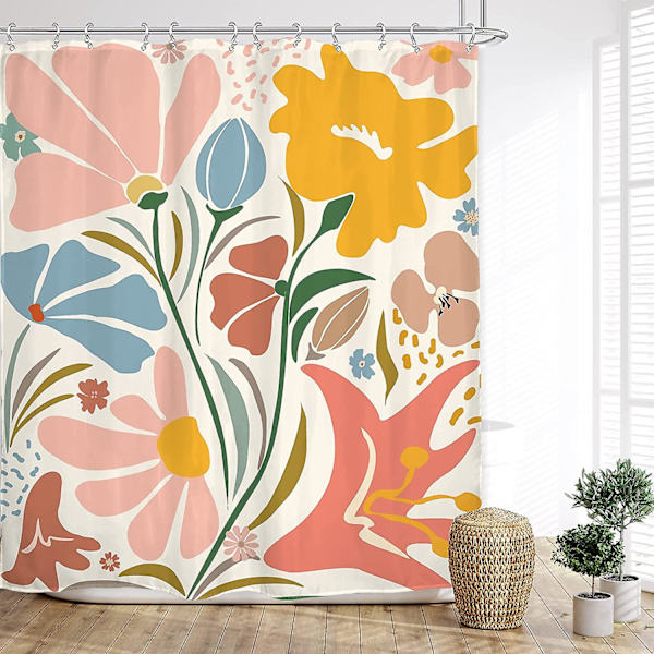 Abstrakti Kukka Suihkuverho 60wx72l Tuumaa Boho Kukat Esteettinen Nykyaikainen Matisse Kylpyhuone Verhot Set Moderni Vintage Kylpy Tarvikkeet Taide Ho