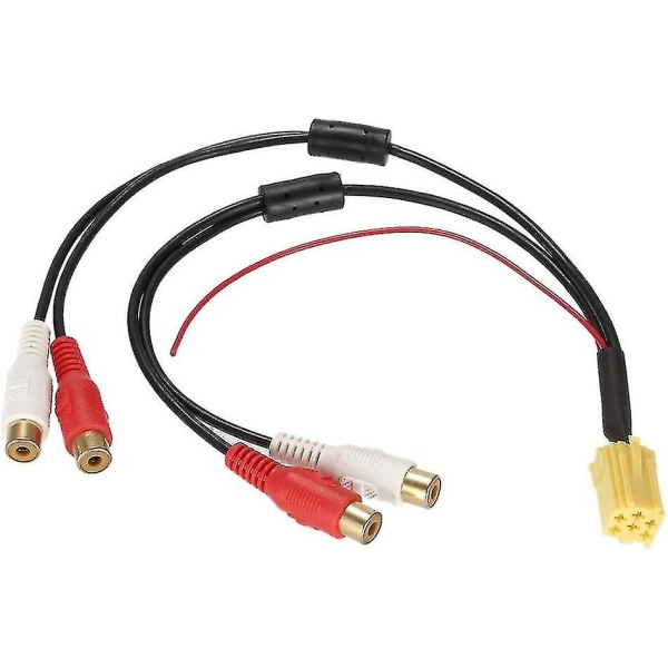 Bil Iso Adapter, Mini 6 Pin Iso Adapter Aux Line Out 4 Chinch Kabel 4 Rca kontakt för säte