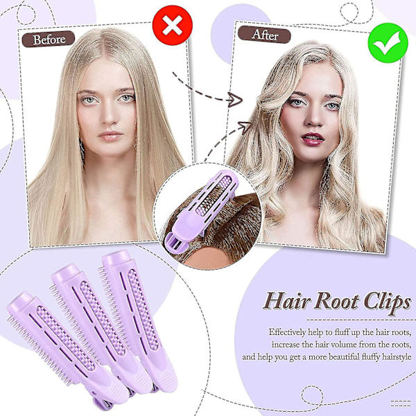 10,5 cm hårluftlugg rull fluffy hårklips kvinners hårtilbehør (svart) 6 stk (2-cc) purple