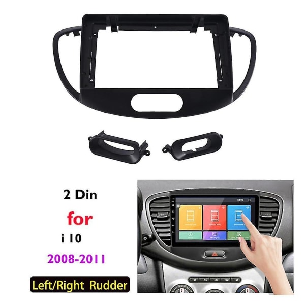 For I10 2008-2011 9 Tommers 2 Din bil Dashboard Radio Fascia Dash Mp5 Player Dvd Adapter Panel