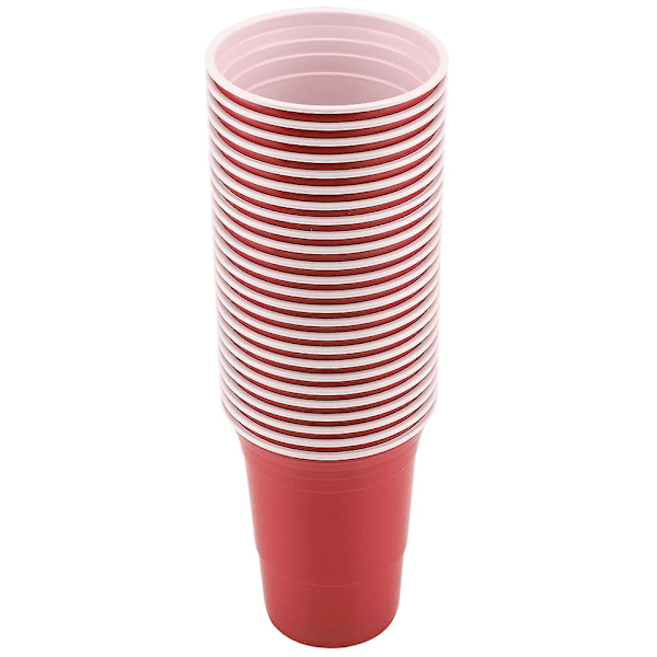 Beer Pong Sæt med 25 Røde Kopper til den Ultimative Drikkespiloplevelse