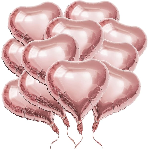Rosa guld hjerteballon 50 stykker Størrelse 45 cm | Hjerteformet helium oppustelig ballon | Dekoration f